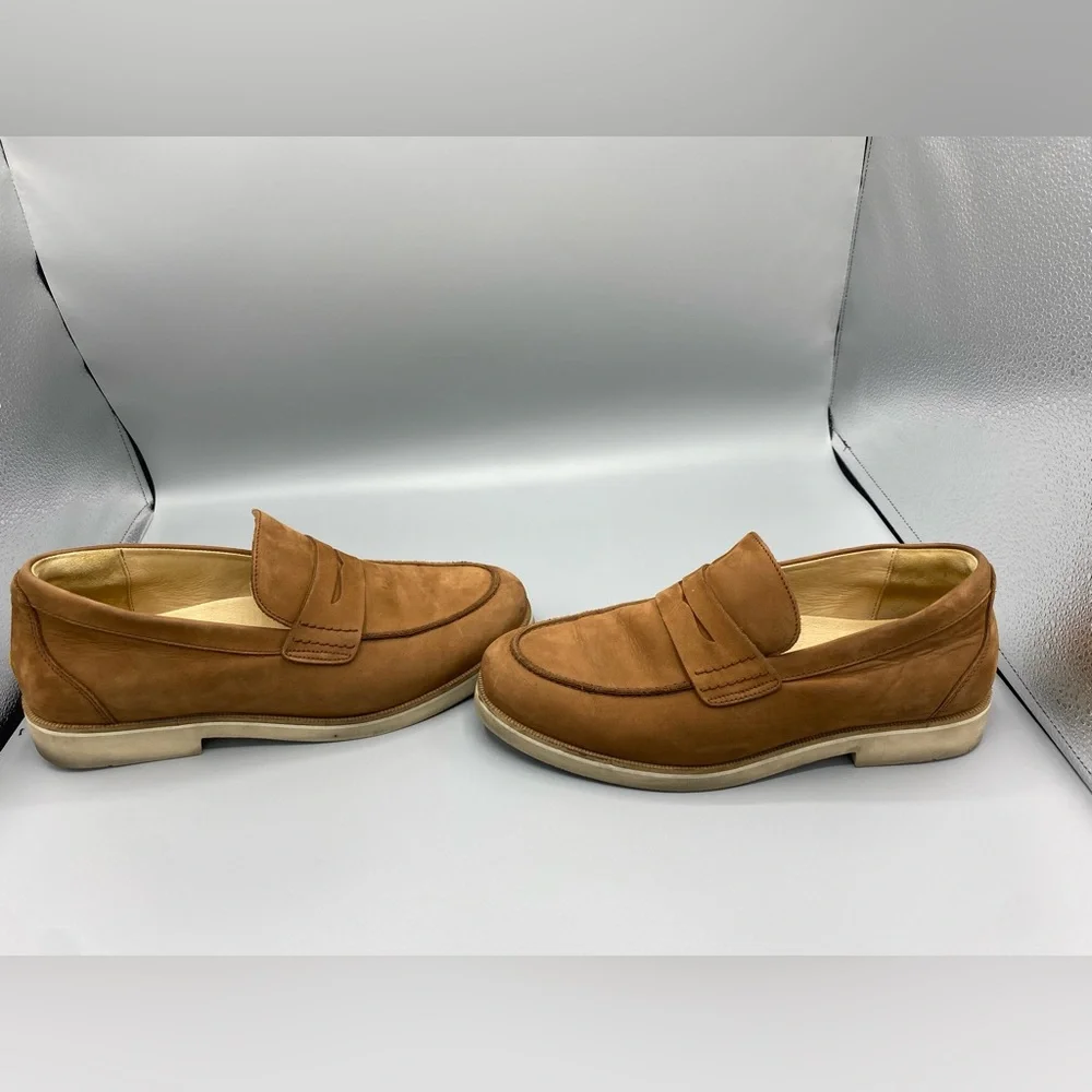 Samuel Hubbard Men's 9.5 Tailored Traveler Penny Loafer Brown Nubuck Leather - Picture 2 of 9